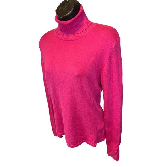 Saguaro Pink Barbie Turtleneck Ribbed Stretch Silk Long Sleeve Sweater Sz S - Picture 3 of 9